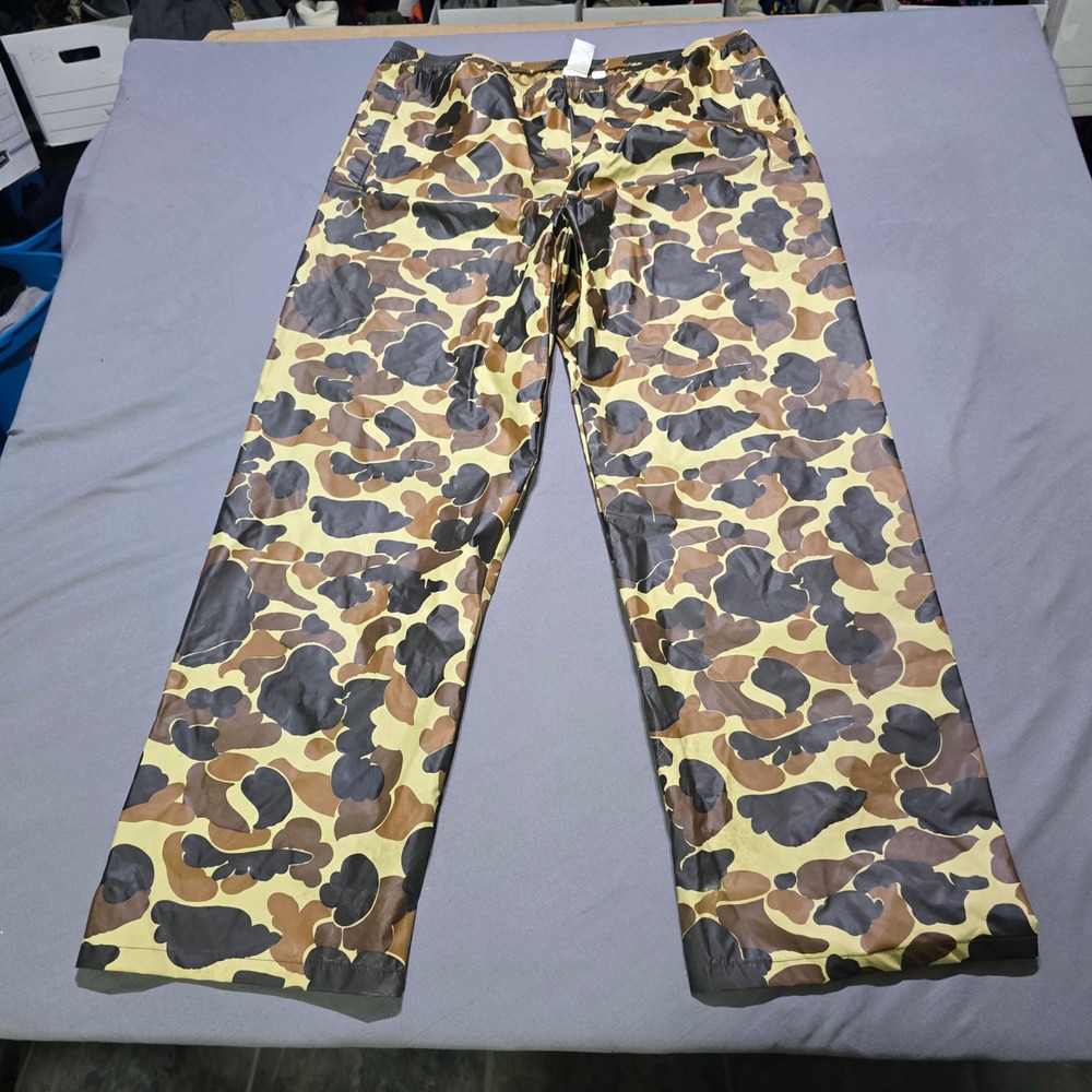 Columbia Rain Pants Mens L Brown Duck Camo PVC Waterproof Vintage RM0010